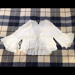 Cropped peasant top